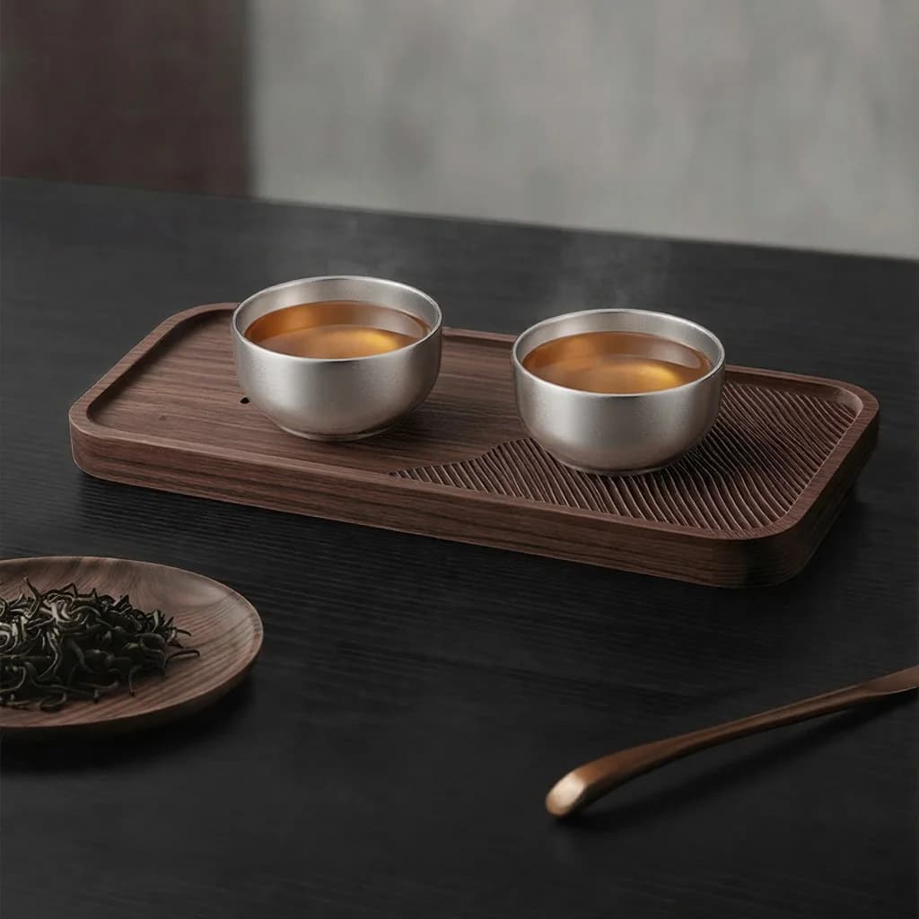 Juego de tazas de té Kung Fu de titanio puro, doble taza 55ml