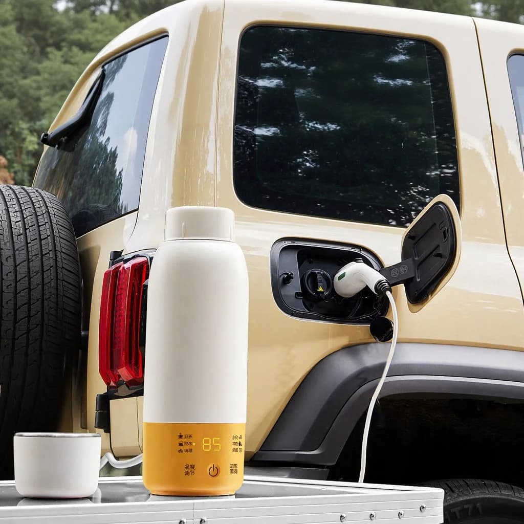 Taza eléctrica portátil para calentar agua para coche con control de temperatura