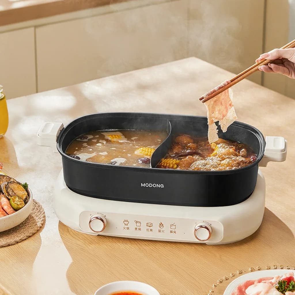 Olla eléctrica dividida 7L con control de temperatura dual