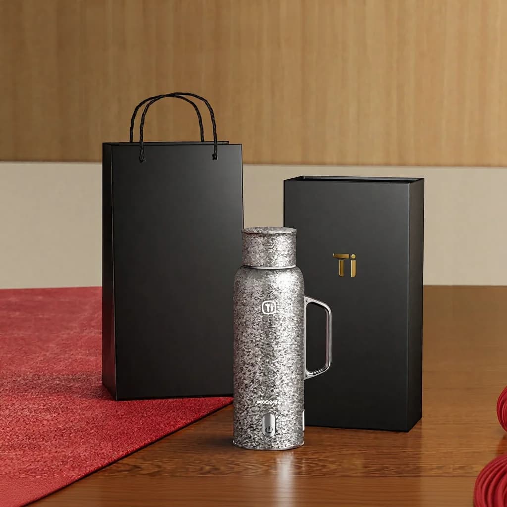 Vaso térmico calefactable de titanio con asa 680ml caja regalo