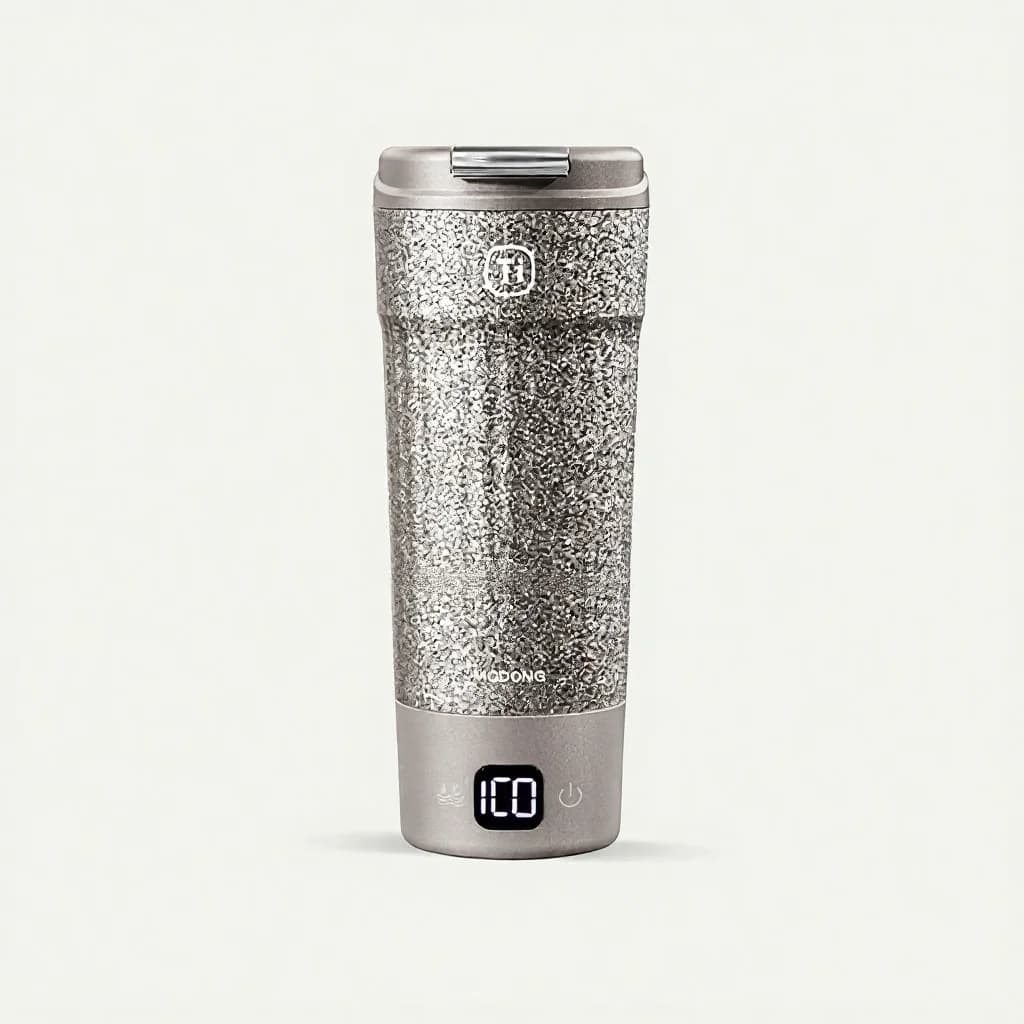 Taza portátil de titanio con calefacción eléctrica 400 ml y pantalla de temperatura