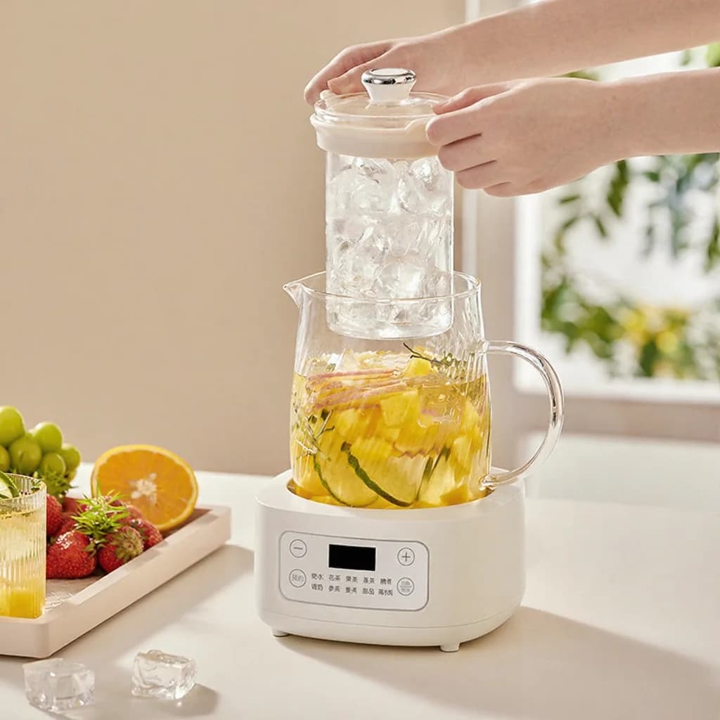 Olla eléctrica de vidrio 1-1.5L con control táctil para té
