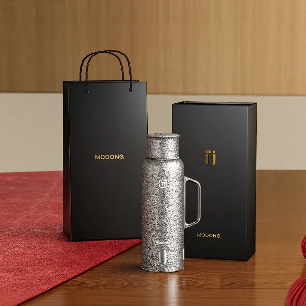 Taza térmica de titanio puro con tapa magnética