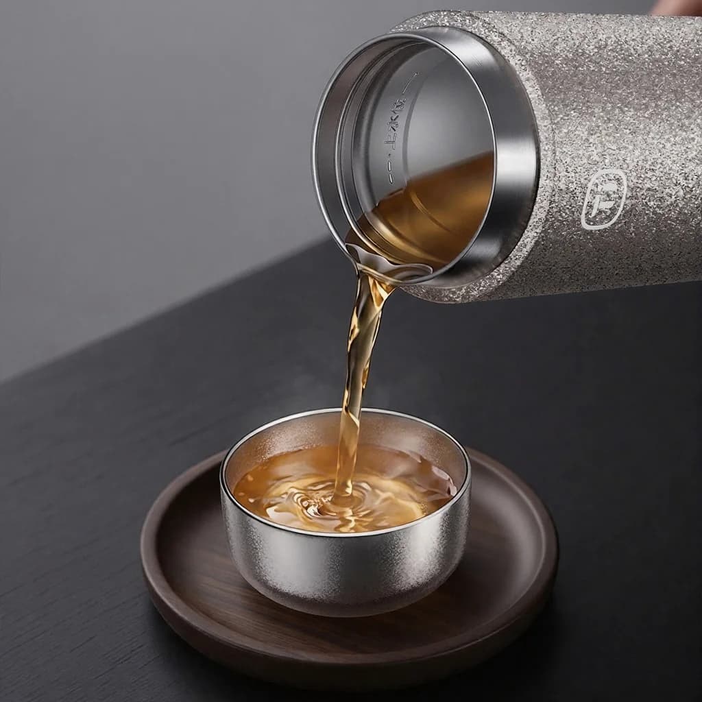 Juego de tazas de té Kung Fu de titanio puro, doble taza 55ml