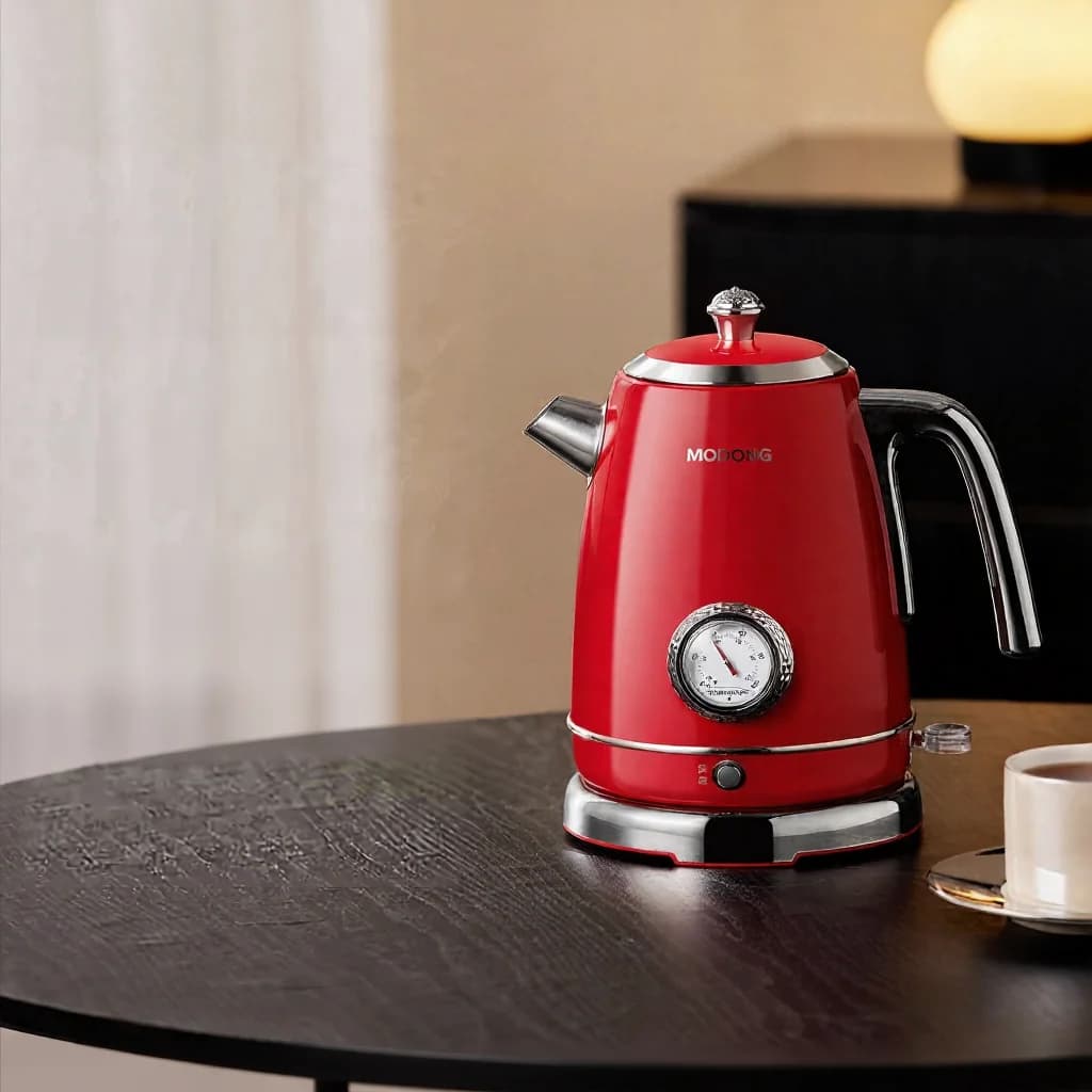 Hervidor eléctrico de acero inoxidable con medidor de temperatura 1.8L