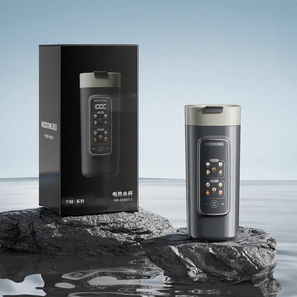 Vaso eléctrico portátil de calentamiento con control de temperatura