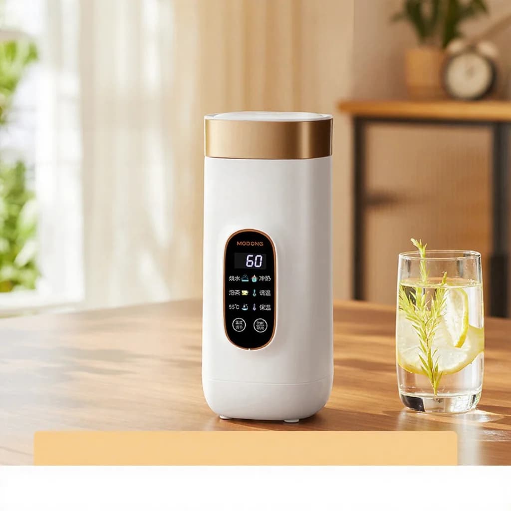 Taza eléctrica portátil con control de temperatura