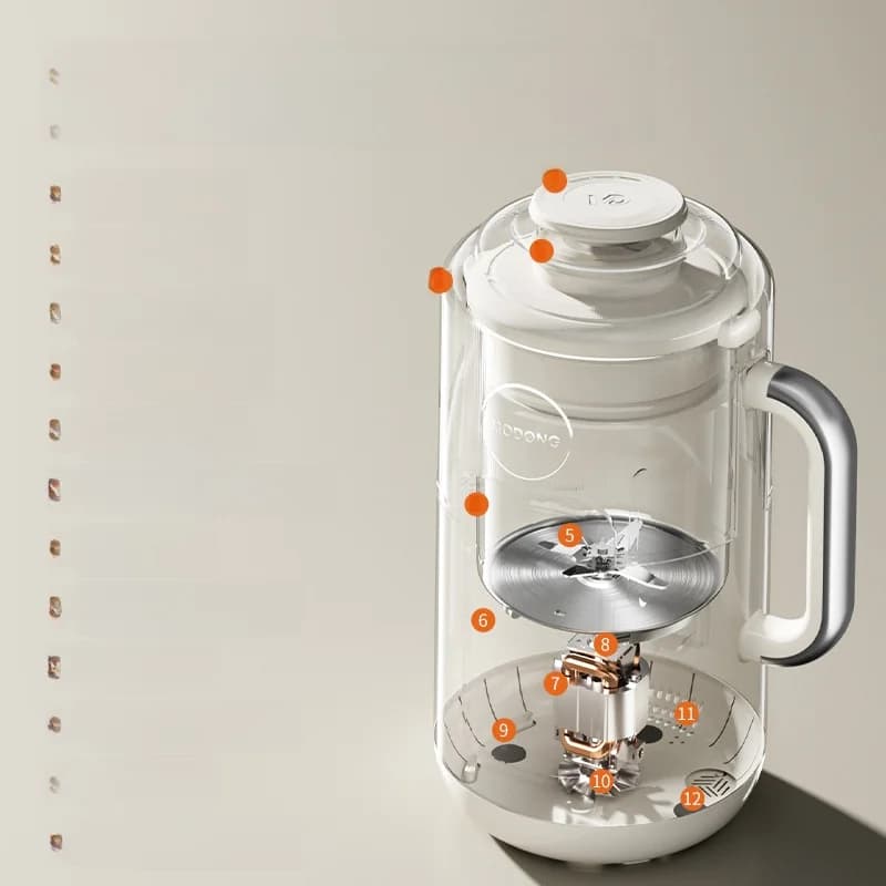 Licuadora calefactora con capacidad de 1.2L, control táctil, acero inoxidable