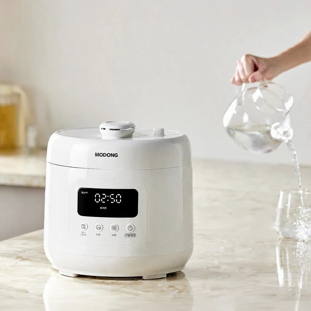Olla a Presión Eléctrica de 4L con Revestimiento Cerámico, 800W, Control Táctil