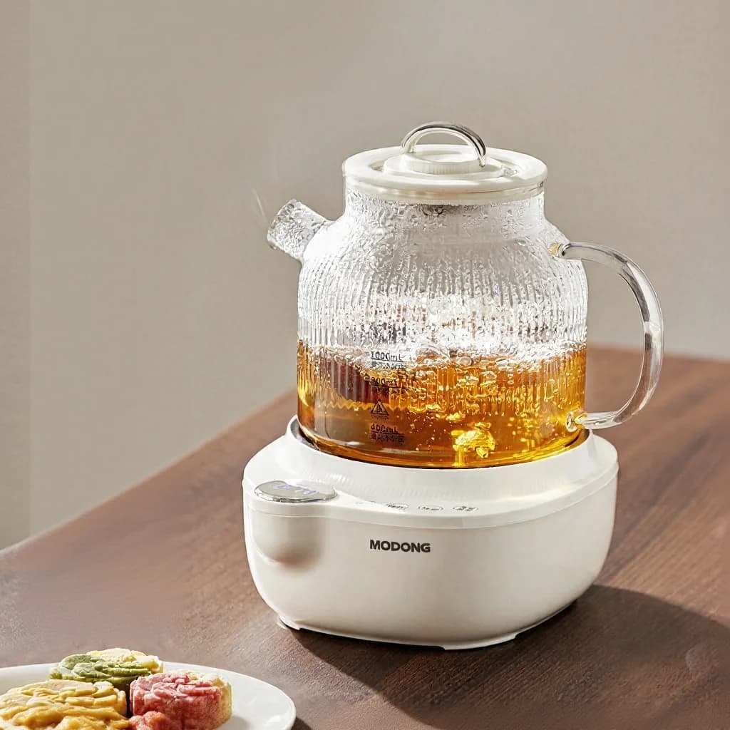 Hervidor eléctrico de vidrio con control de temperatura, 1L