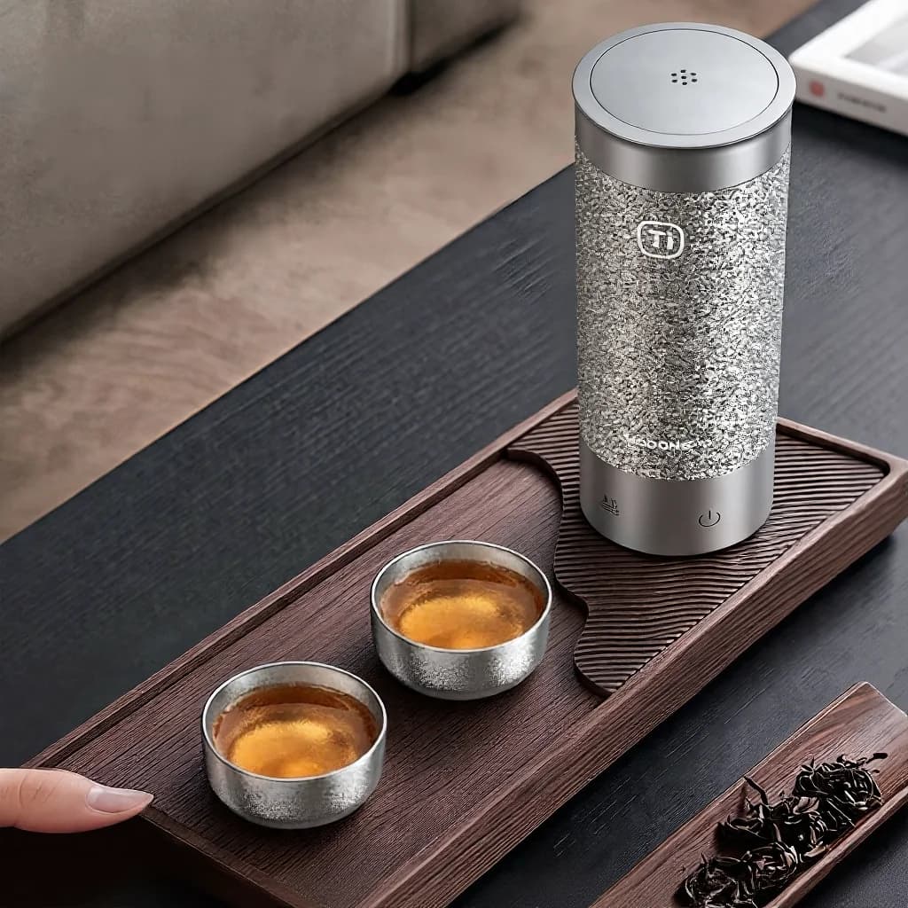 Juego de tazas de té Kung Fu de titanio puro, doble taza 55ml