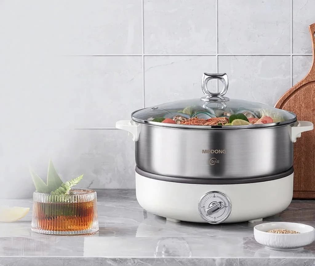 Olla caliente eléctrica dividida con revestimiento de acero inoxidable 1500W