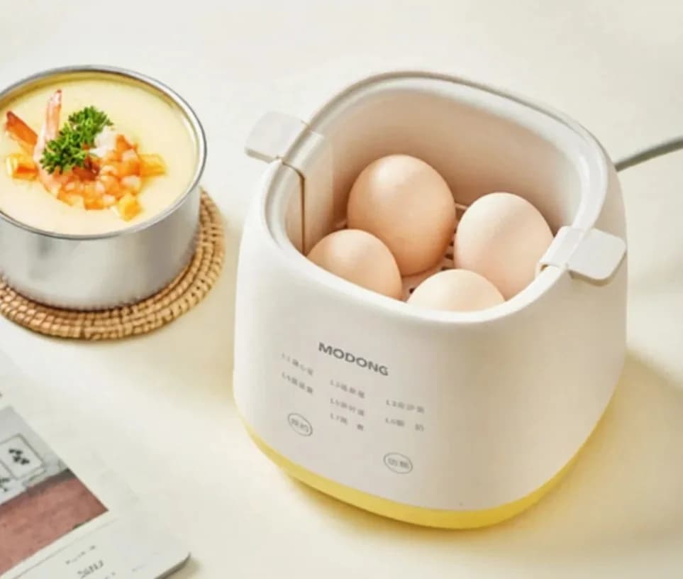 Hervidor de huevos eléctrico para 4-6 huevos con bol para flan de huevo