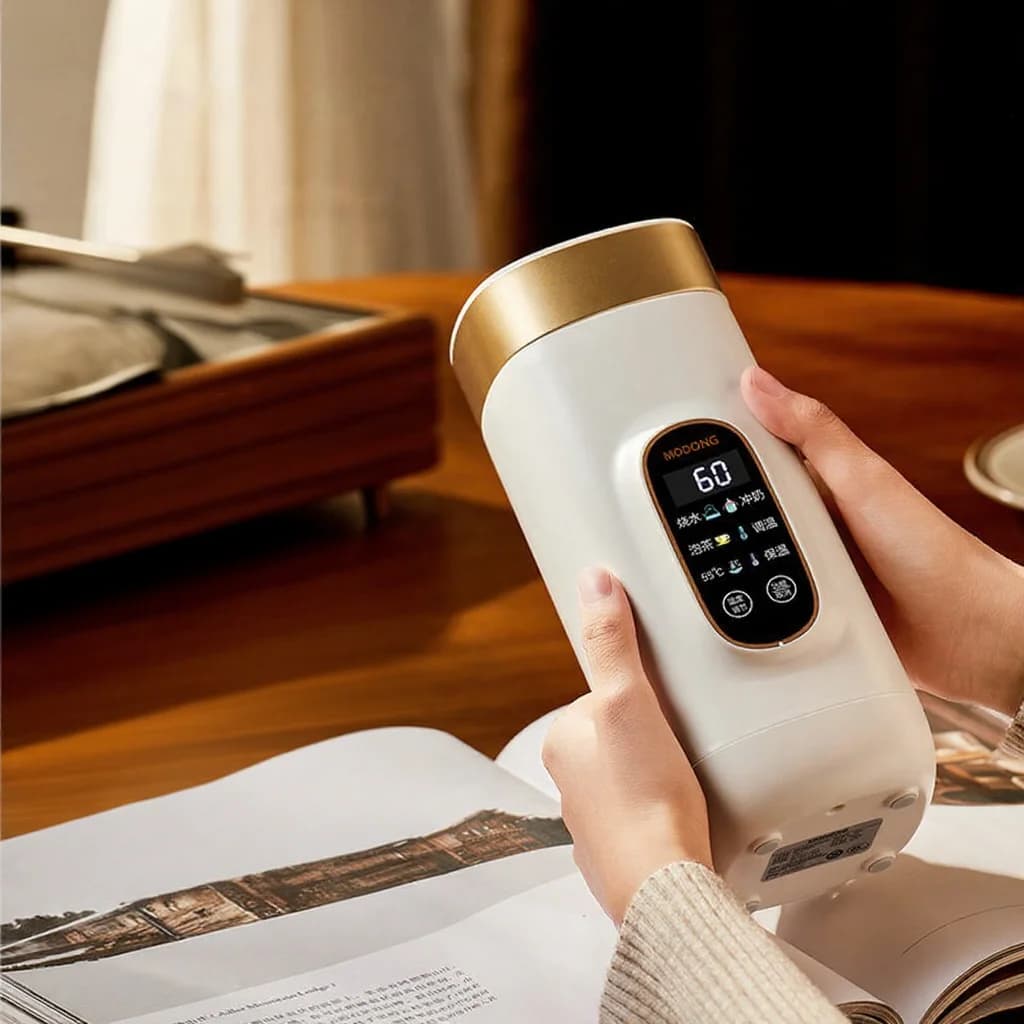 Taza eléctrica portátil con control de temperatura