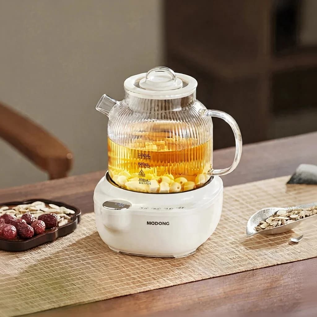 Hervidor eléctrico de vidrio con control de temperatura, 1L