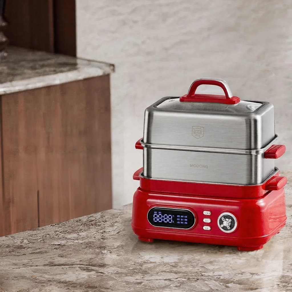Olla vaporera eléctrica de acero inoxidable de 3 niveles 18L 220V 1500W