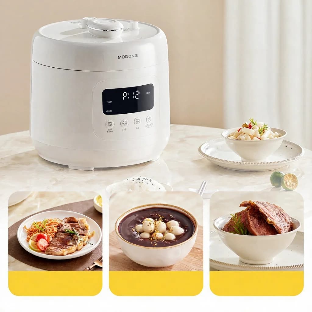 Olla a Presión Eléctrica 4L con Revestimiento Cerámico, 800W, Temporizador 17-24H