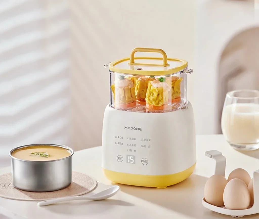 Hervidor de huevos eléctrico para 4-6 huevos con bol para flan de huevo
