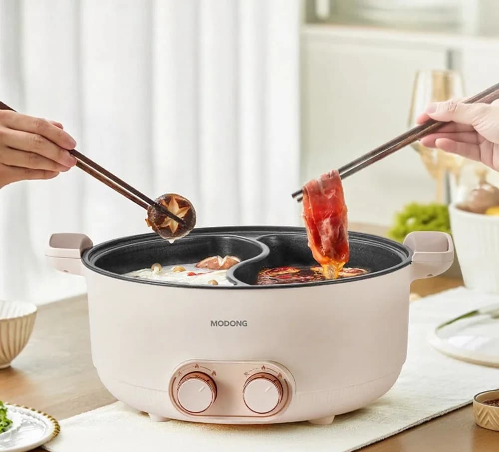 Olla eléctrica de doble cara 8L para casa y dormitorio