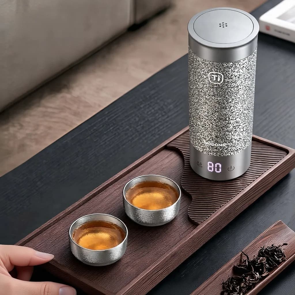 Juego de tazas gongfu de titanio puro 55ml acabado liso hecho a mano