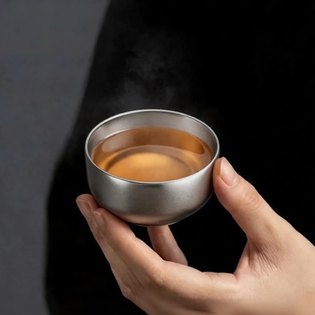 Juego de tazas de té Kung Fu de titanio puro, doble taza 55ml