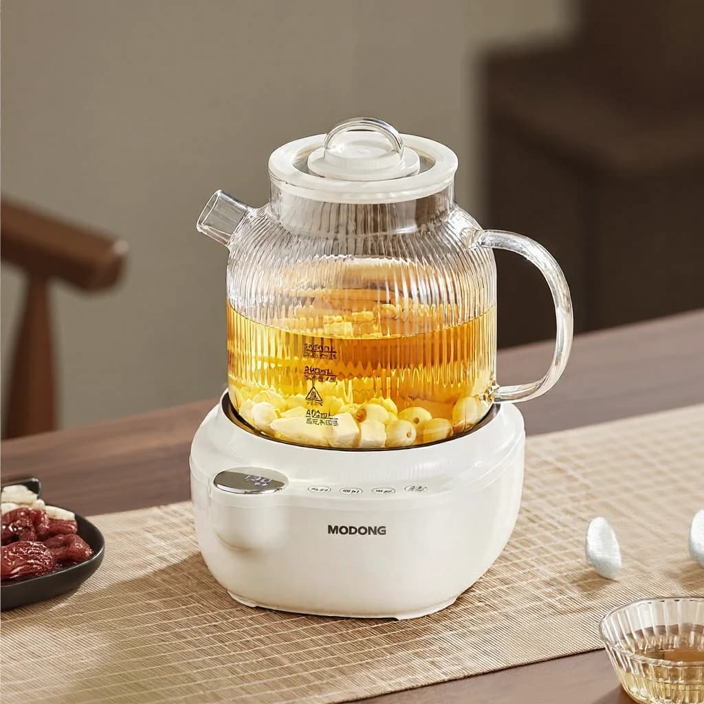 Hervidor eléctrico de vidrio con control de temperatura, 1L