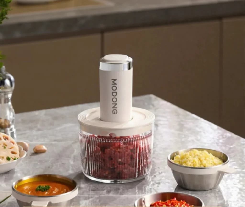 Picadora eléctrica de alimentos con tazón de vidrio y 4 cuchillas para el hogar