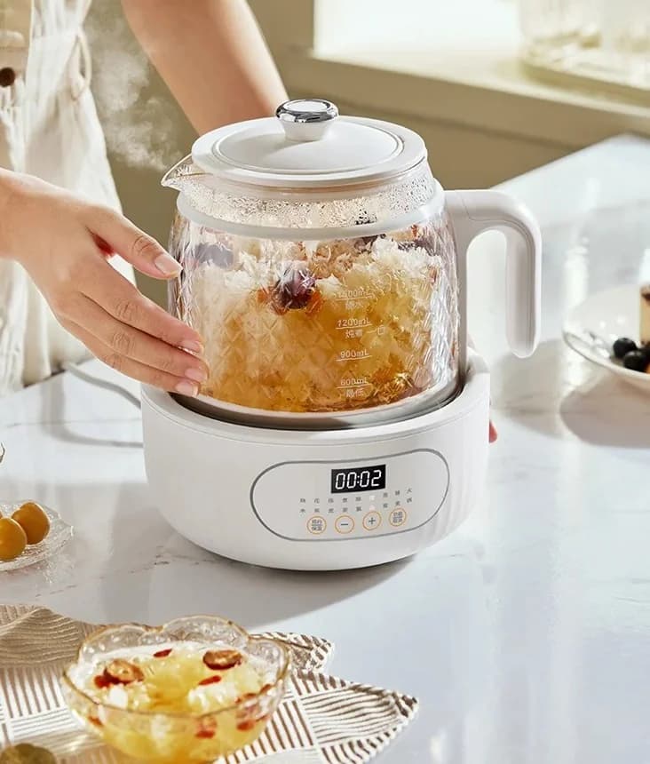 Olla eléctrica de vidrio con función termostática para té