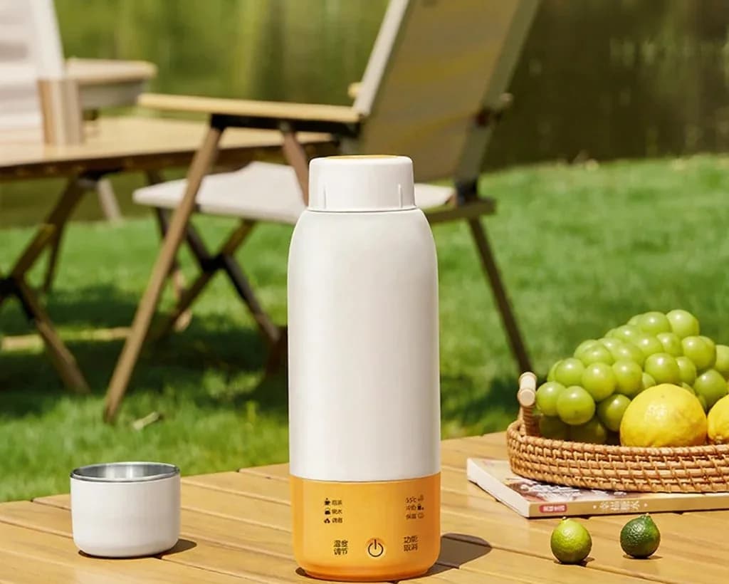 Vaso calefactor eléctrico portátil para coche con control de temperatura