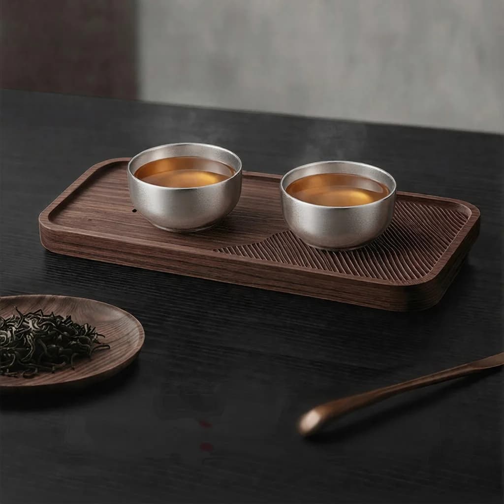 Juego de tazas gongfu de titanio puro 55ml acabado liso hecho a mano