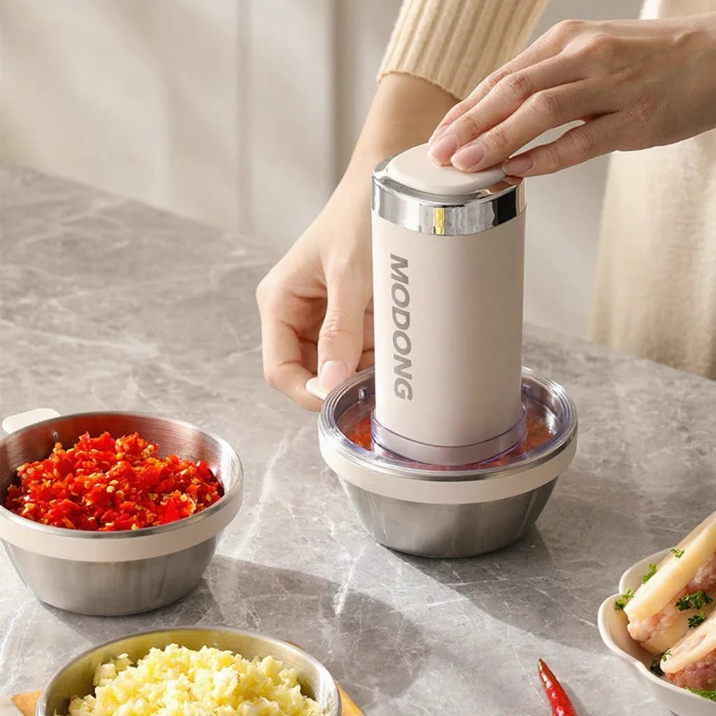 Picadora eléctrica de alimentos con tazón de vidrio y 4 cuchillas para el hogar