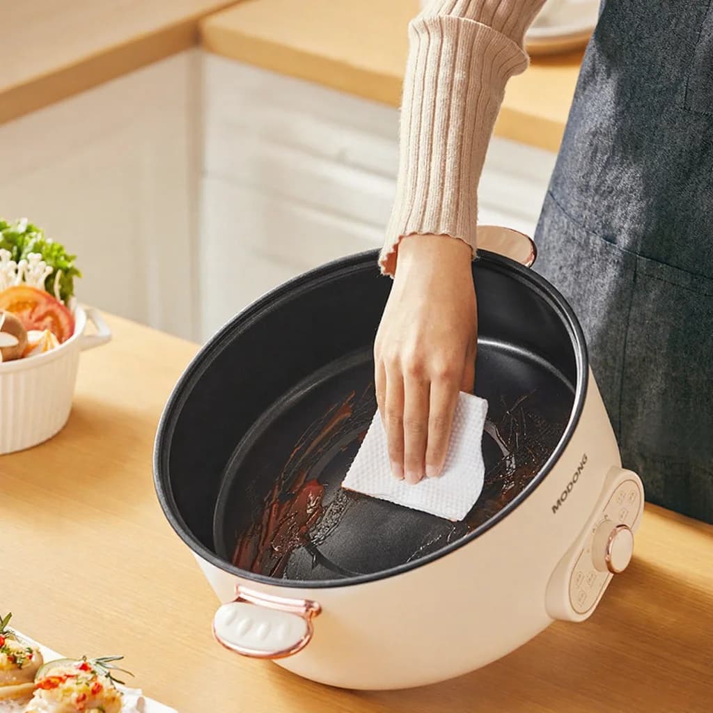 Olla eléctrica de 6L con cesta para cocinar al vapor, antiadherente