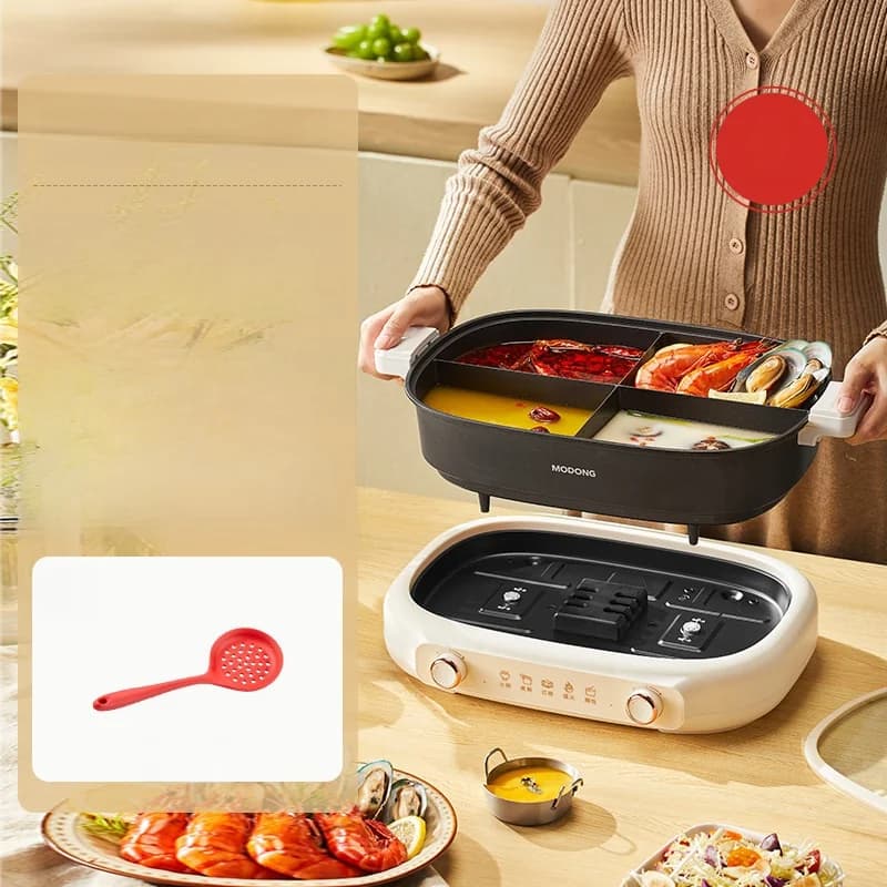 Olla eléctrica dividida 7L con control de temperatura dual