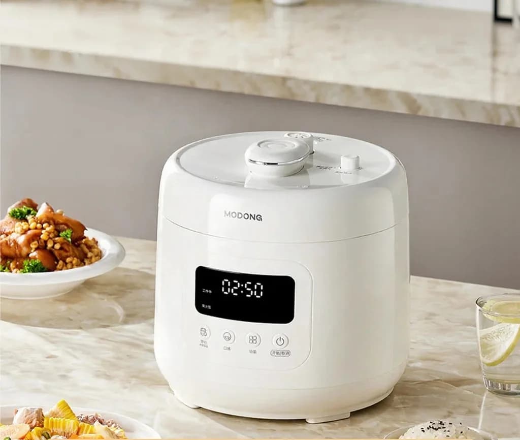 Olla a Presión Eléctrica 4L con Revestimiento Cerámico, 800W, Temporizador 17-24H