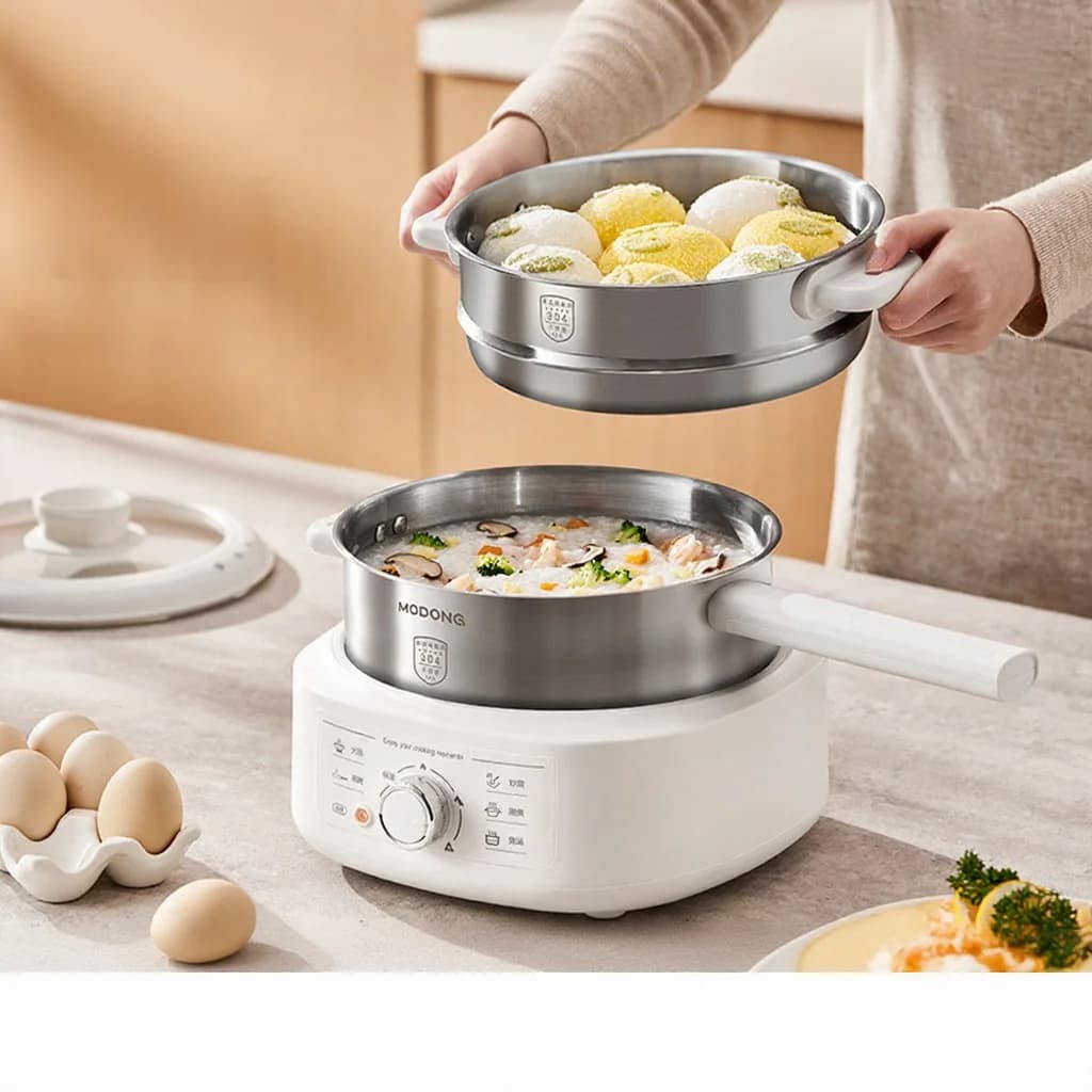 Olla eléctrica de cocina de acero inoxidable de 3L con vaporera