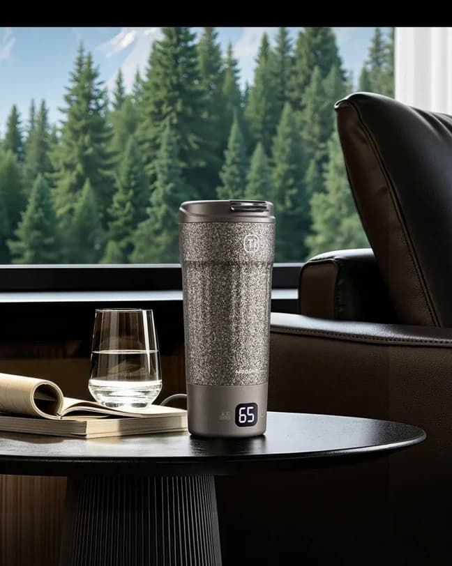 Vaso de viaje eléctrico de titanio de 400ml con pantalla de temperatura