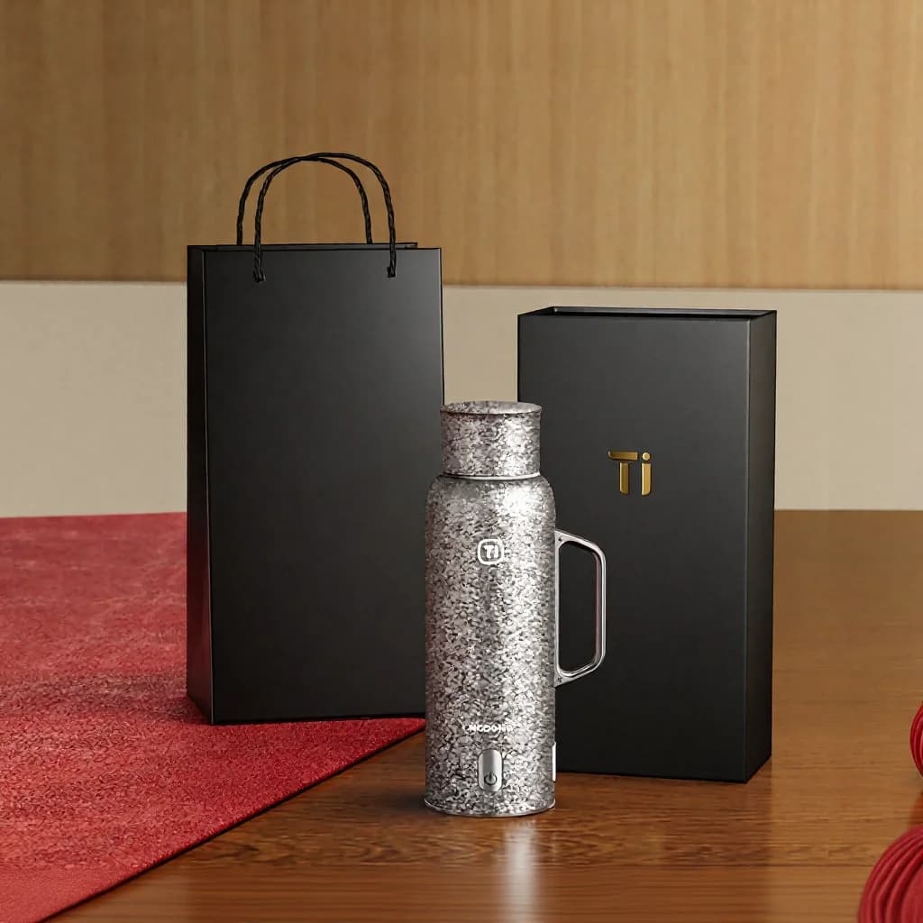 Taza térmica de titanio puro con tapa magnética