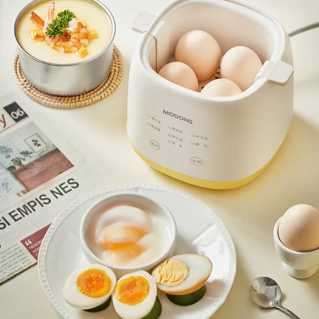 Hervidor de huevos eléctrico para 4-6 huevos con bol para flan de huevo