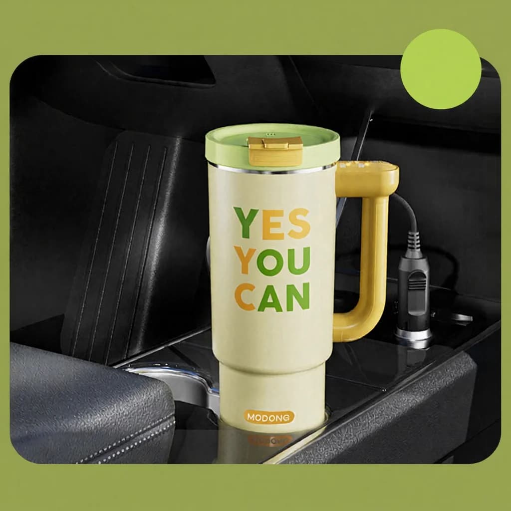 Taza calentadora eléctrica portátil con interior de acero inoxidable de 680ml