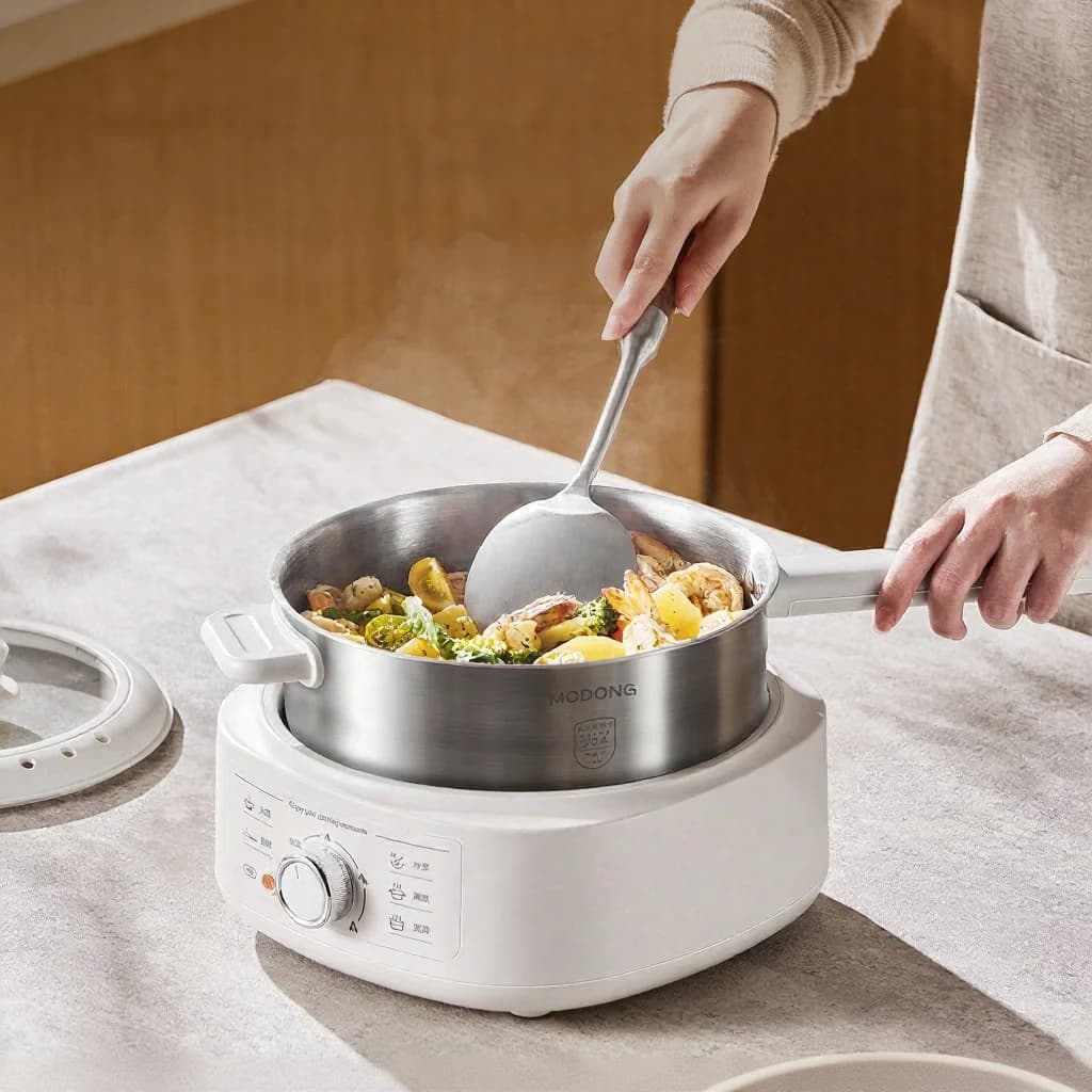 Olla Eléctrica de Acero Inoxidable con Vaporera, 3L, 220V