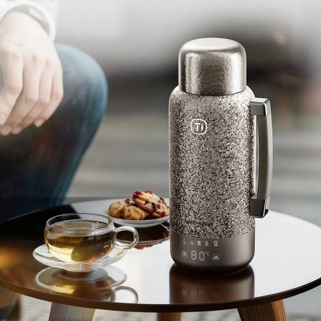 Vaso eléctrico calefactor de titanio 1L para coche y hogar