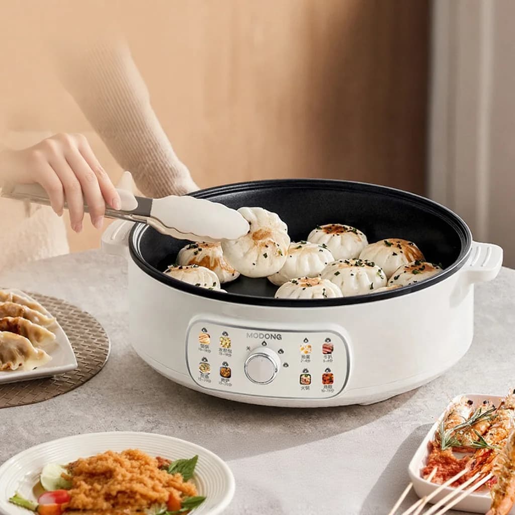Sartén eléctrica con tapa 1800W 3 niveles de calor antiadherente