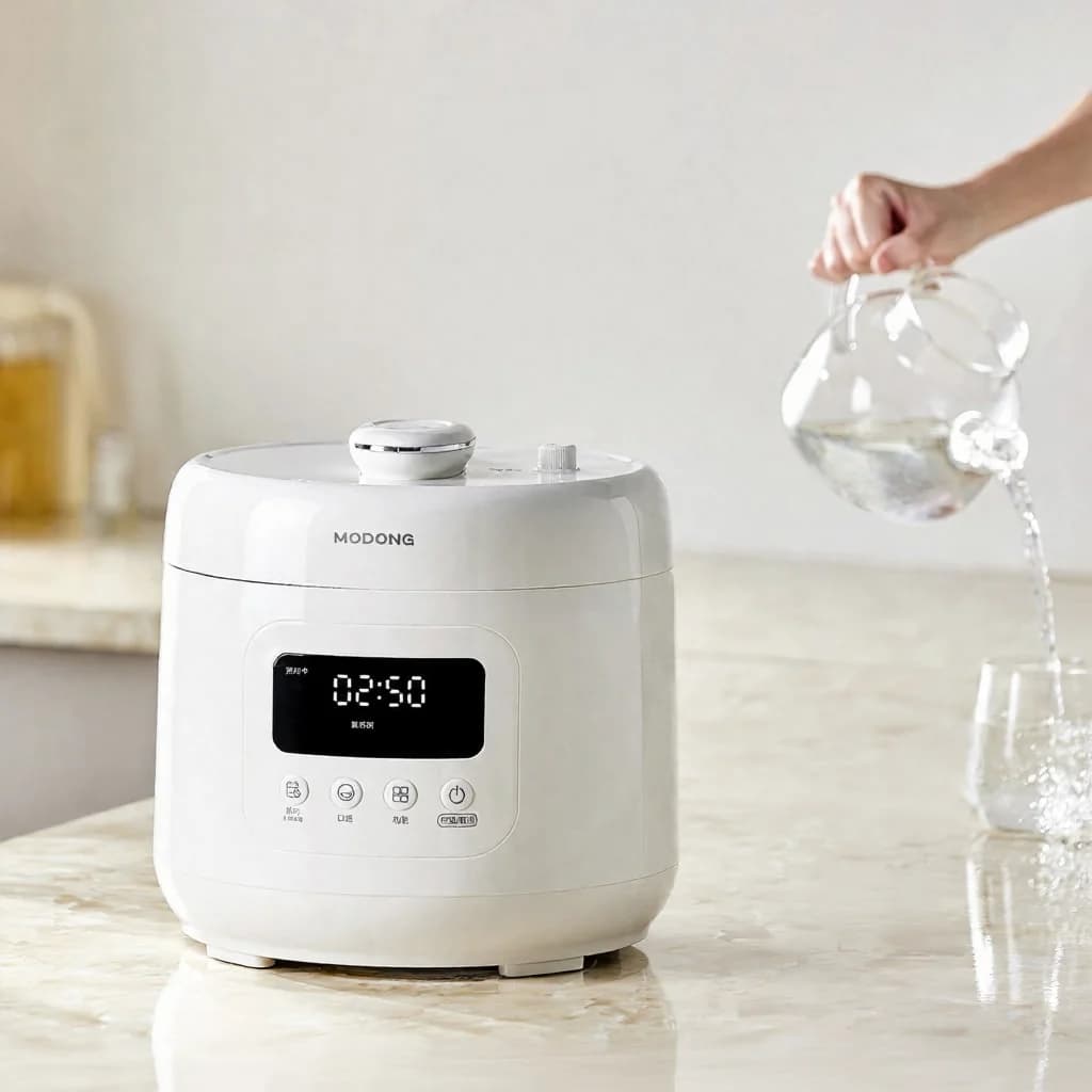 Olla a Presión Eléctrica 4L con Revestimiento Cerámico, 800W, Temporizador 17-24H