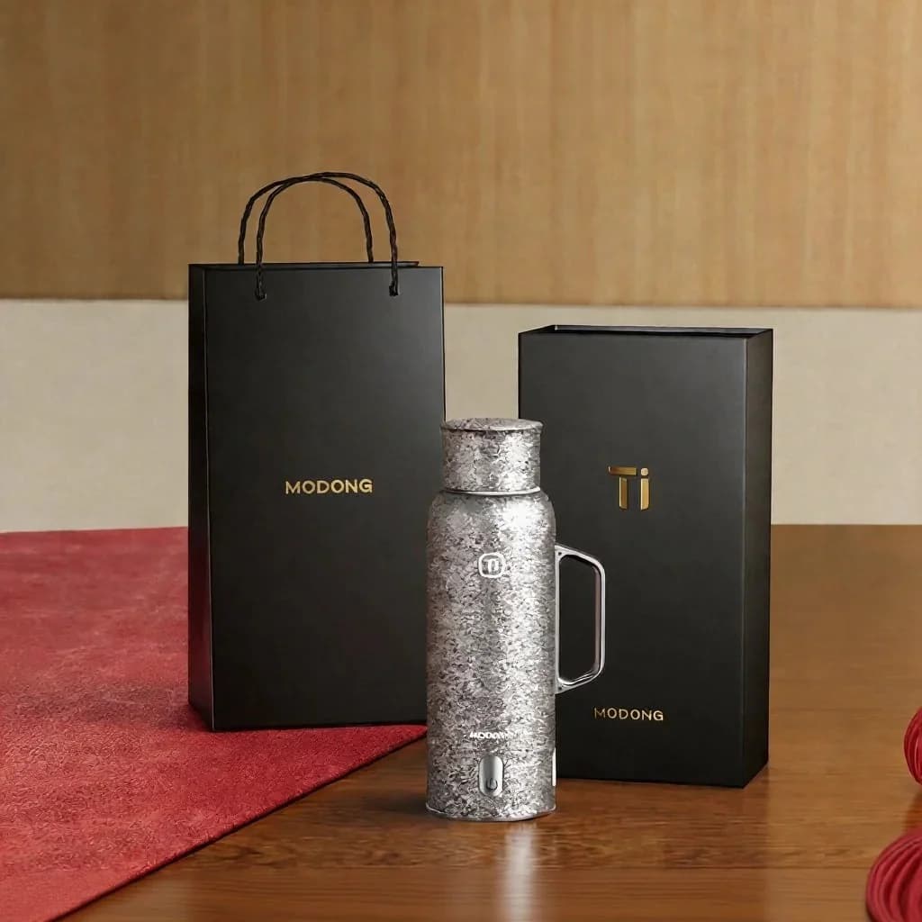 Vaso térmico calefactable de titanio con asa 680ml caja regalo