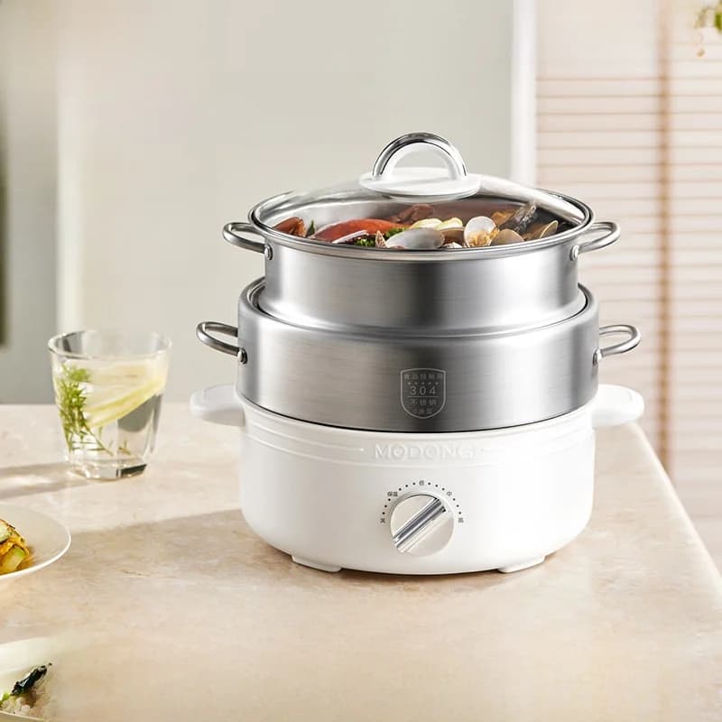 Olla caliente eléctrica partida de acero inoxidable 2L 3 niveles de calor