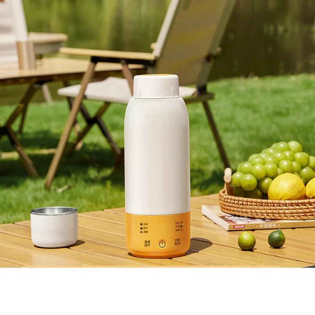 Vaso calefactor eléctrico portátil para coche con control de temperatura