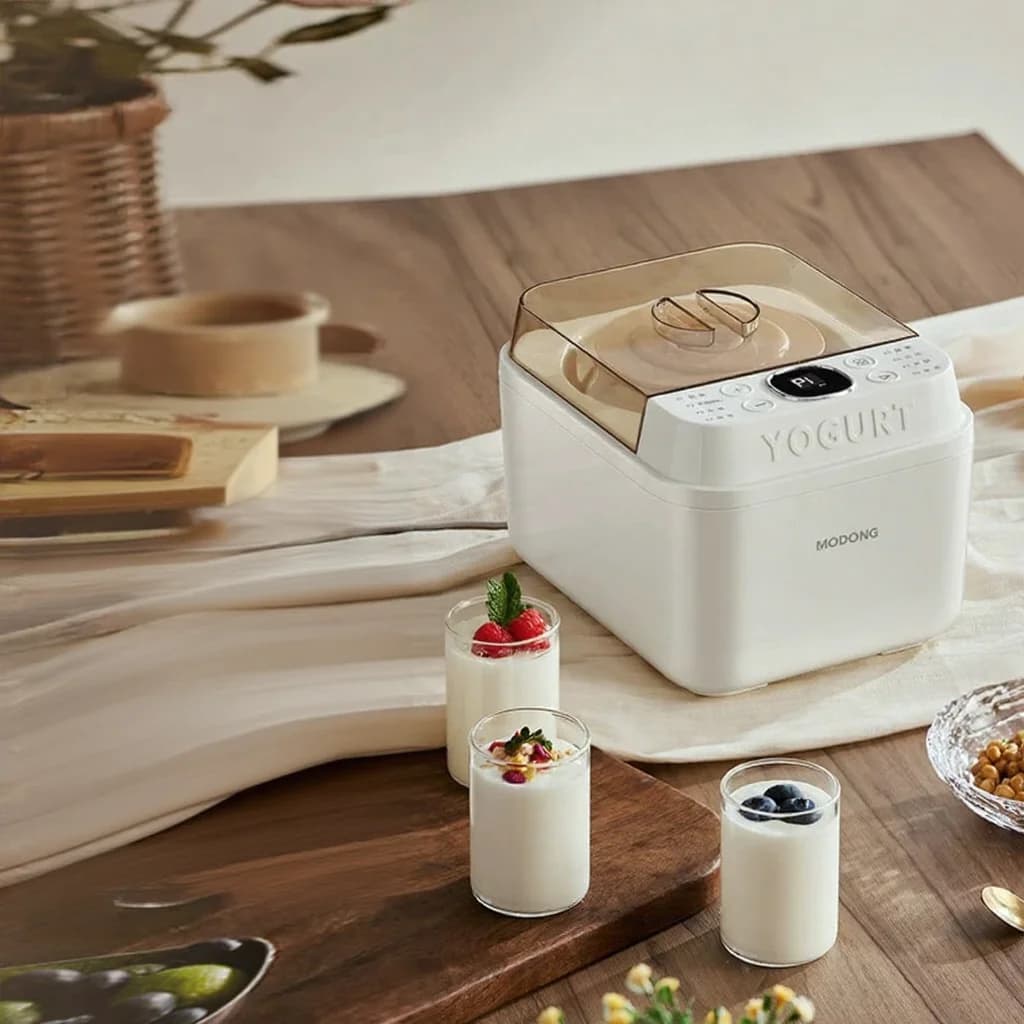 Yogurtera eléctrica con recipiente interior de vidrio y temporizador