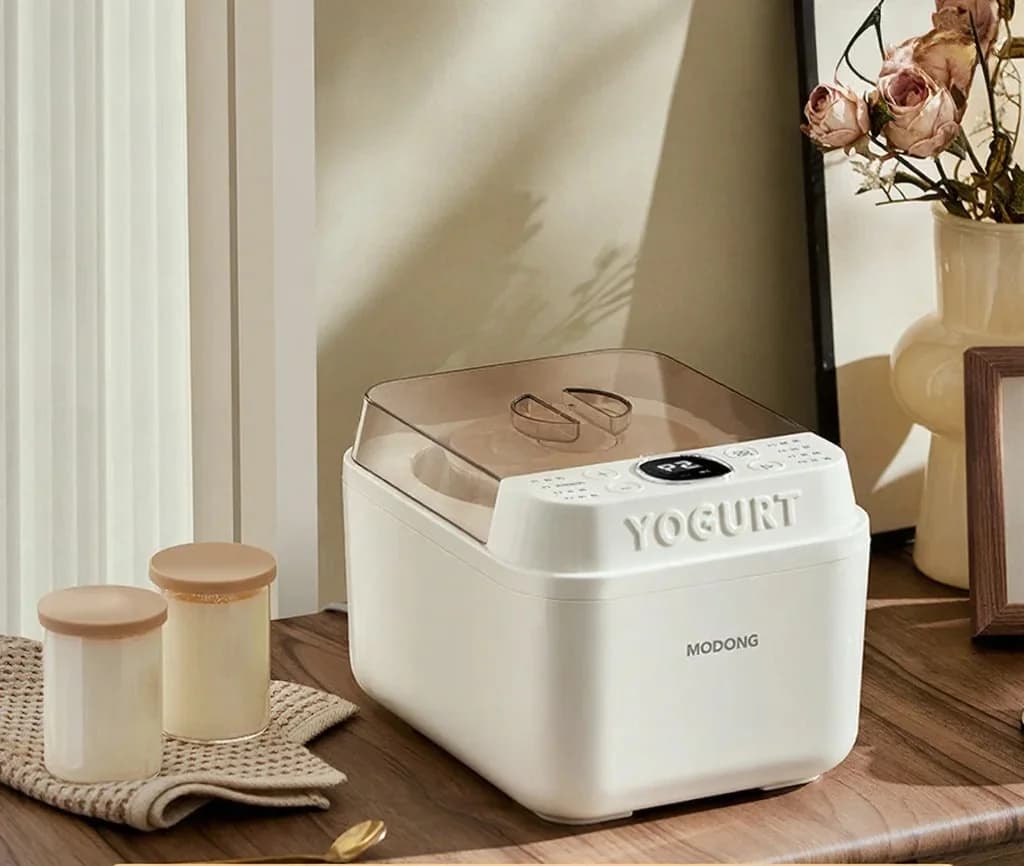 Yogurtera eléctrica con recipiente interior de vidrio y temporizador
