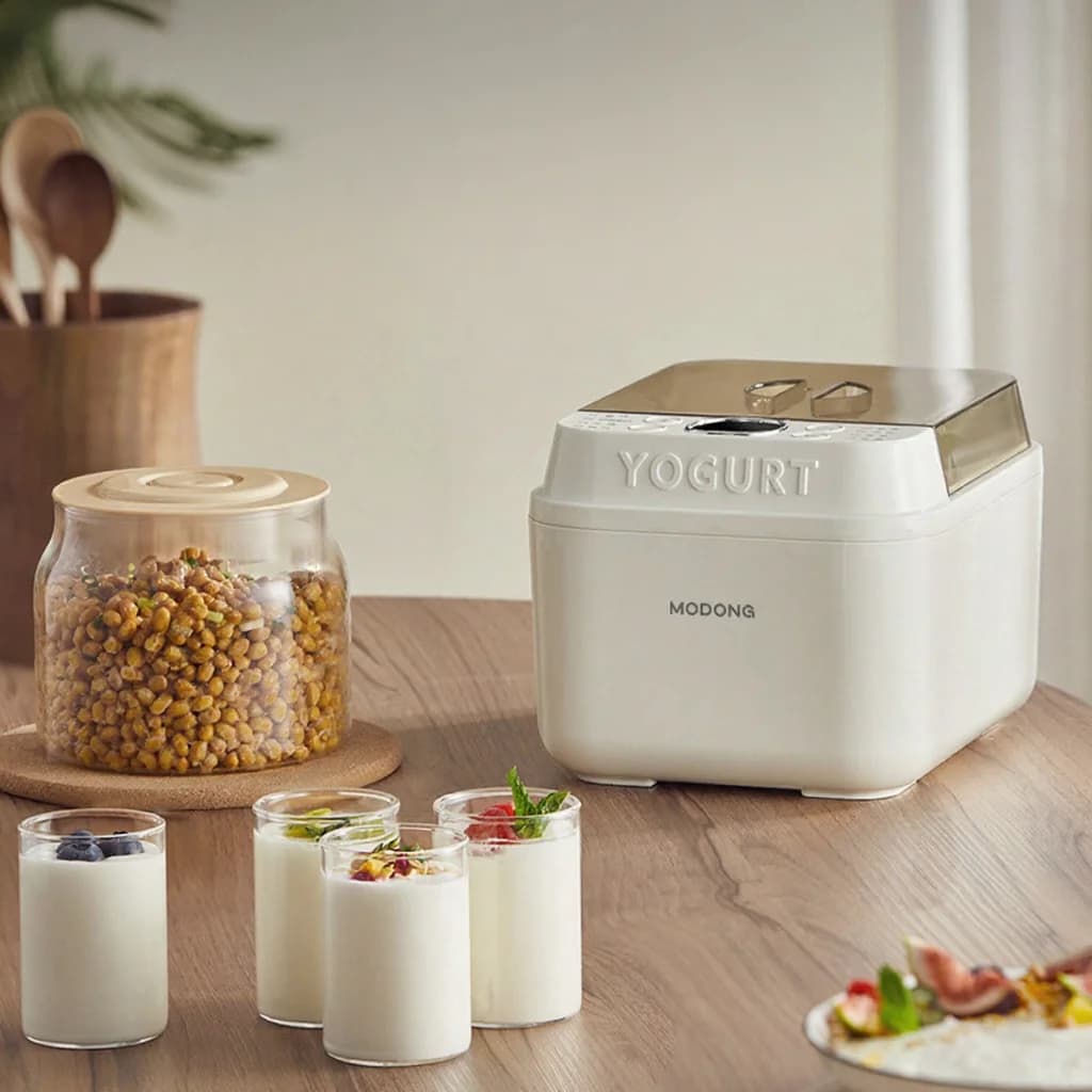 Yogurtera eléctrica con recipiente interior de vidrio y temporizador