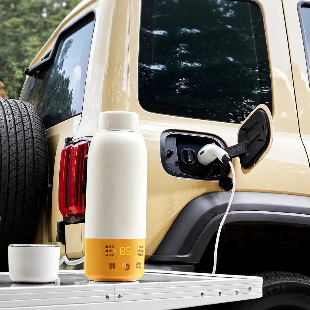 Vaso eléctrico portátil con control de temperatura y uso en coche